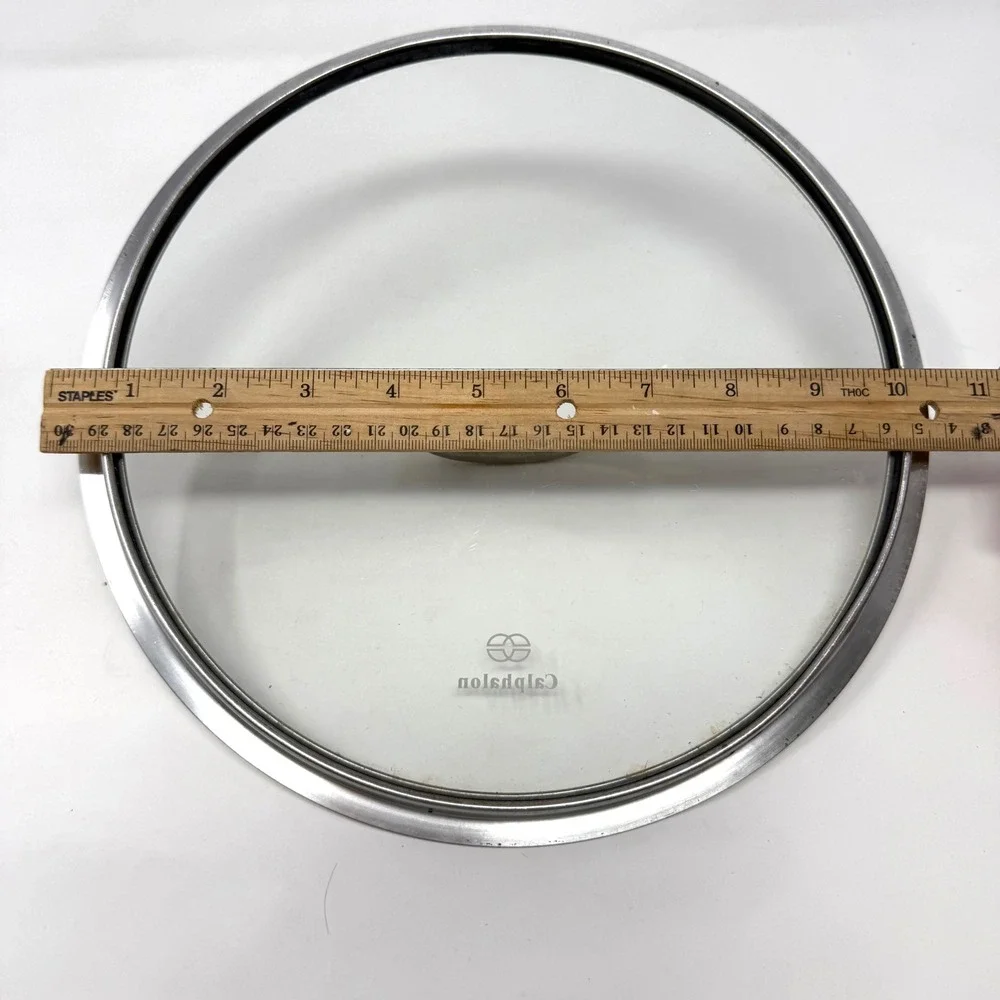 Calphalon 10 Inch Tempered Glass Lid with Stainless Steel Rim and Metal Handle